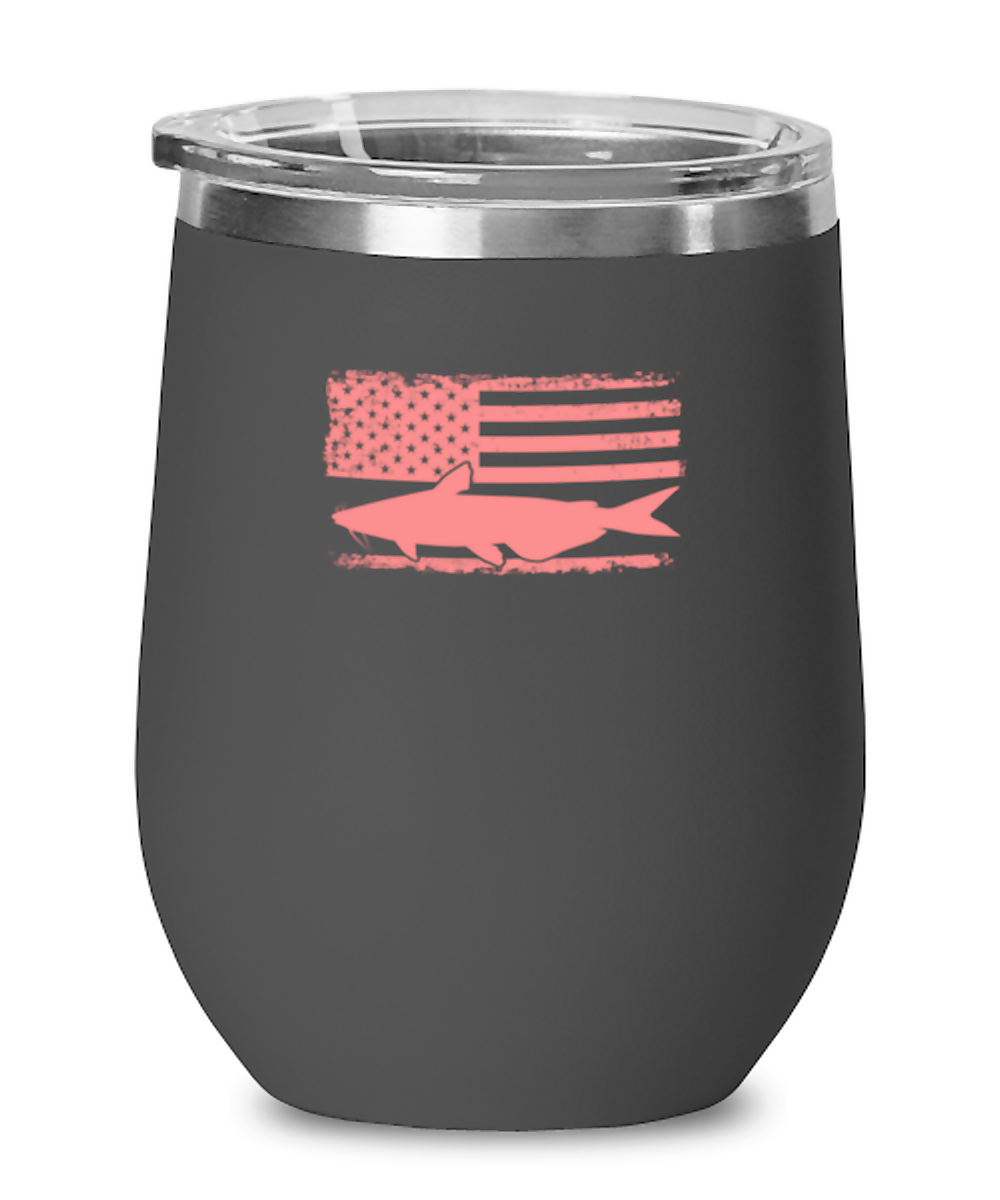 Wine Tumbler Stainless Steel Insulated  Funny Catfishing American Flag