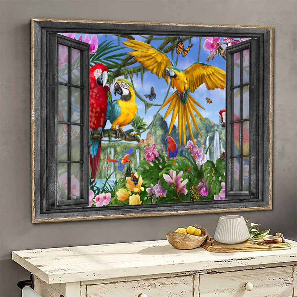 Blue And Gold Macaws Ara Macao Parrot 3D Wall Arts Painting Prints Home Decor Ha0542-Tnt