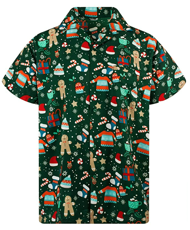 Christmas Hawaii Gingerbread Green Button Up Shirt For Men Ha107881