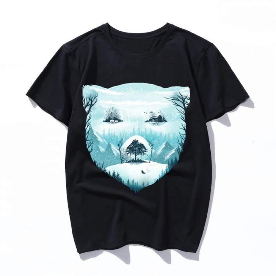 snow bear Printed Men Women Short Sleeve Shirt 2019 Summer Black T-shirts Casual Cotton Software T Shirt For Fans