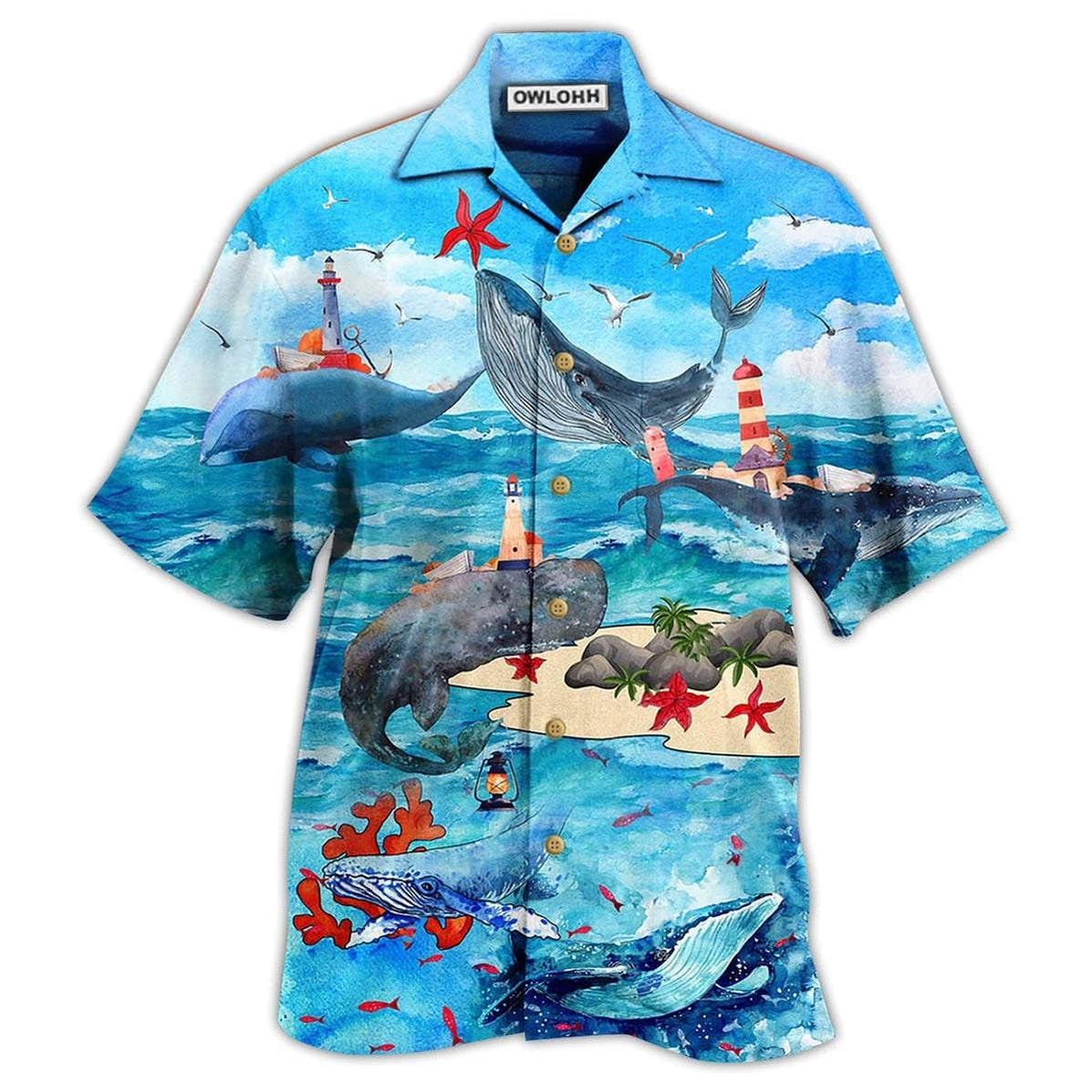 Whale Love Ocean Love Sky Blue Sky – Hawaiian Shirt