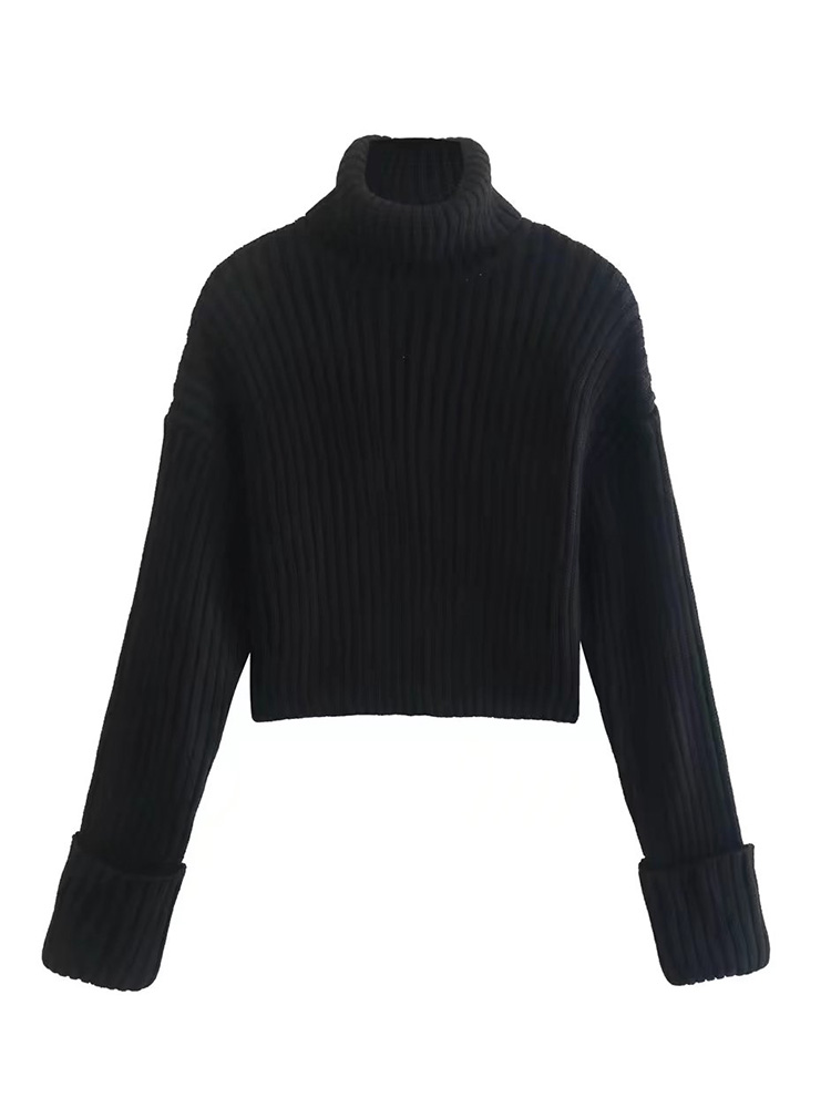 Adherebling 2023 Women’s Sweater Traf Vintage Spring Turtleneck Crop Slim Jumper Tops Chic Female Knitted Long Sleeve Pullovers alx