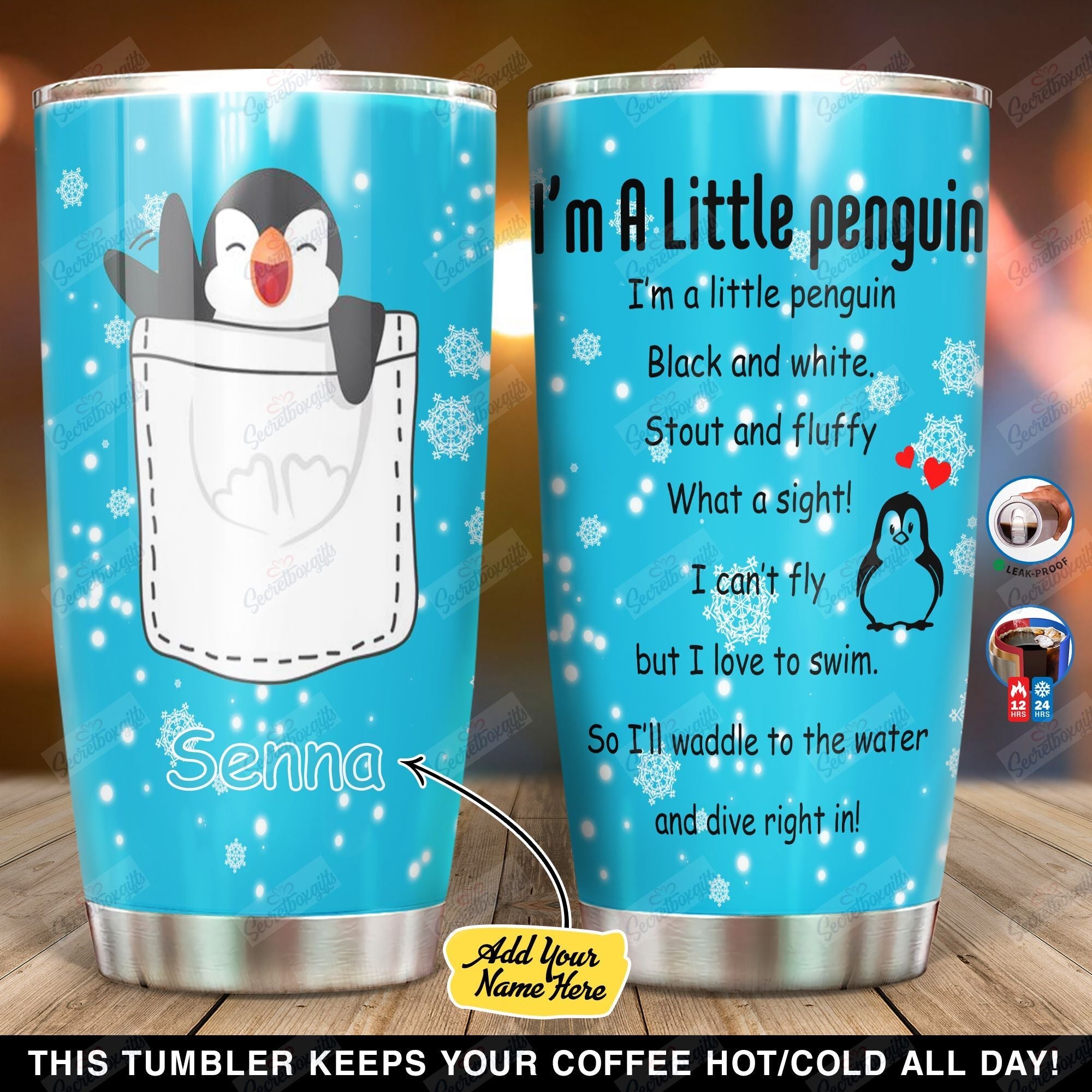 Personalized I Am A Little Penguin Yc0402010Xf Stainless Steel Tumbler Travel Customize Name, Text, Number, Image