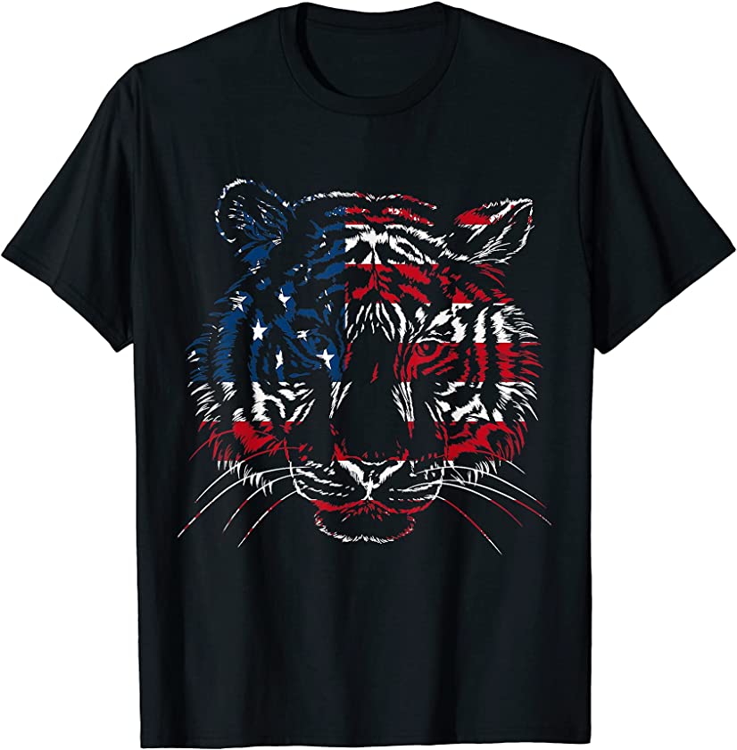 USA Flag Tiger Patriotic tee Independence Day 4th of July T-Shirt