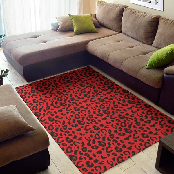 Red Leopard Print Area Rug