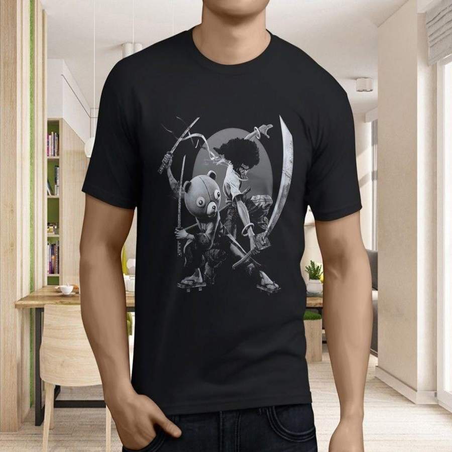 Popular Afro Samurai Anime Manga Cartoon Black T-Shirt