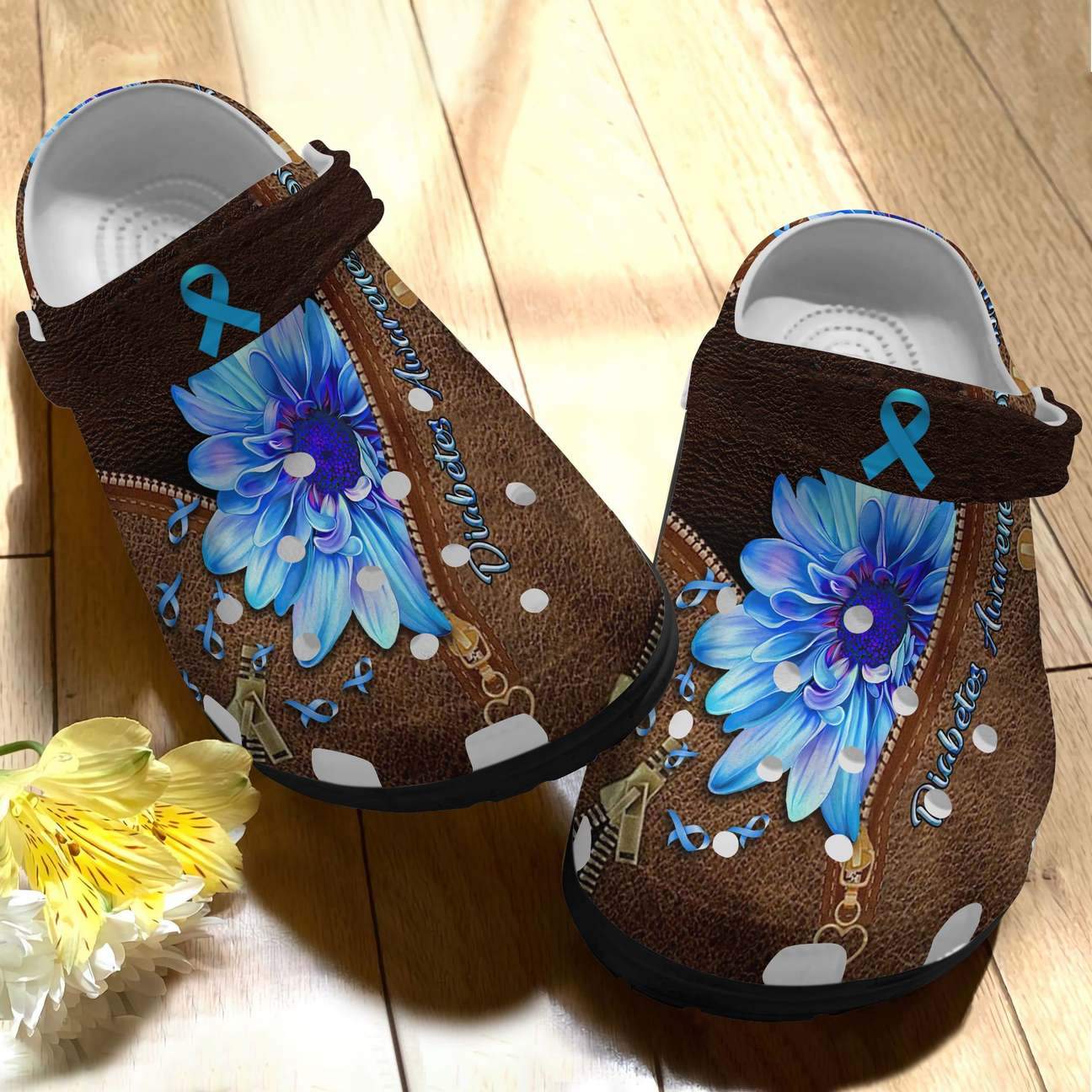 Diabete Personalized Clog, Custom Name, Text, Color, Number Fashion Style For Women, Men, Kid, Print 3D Diabete Flower