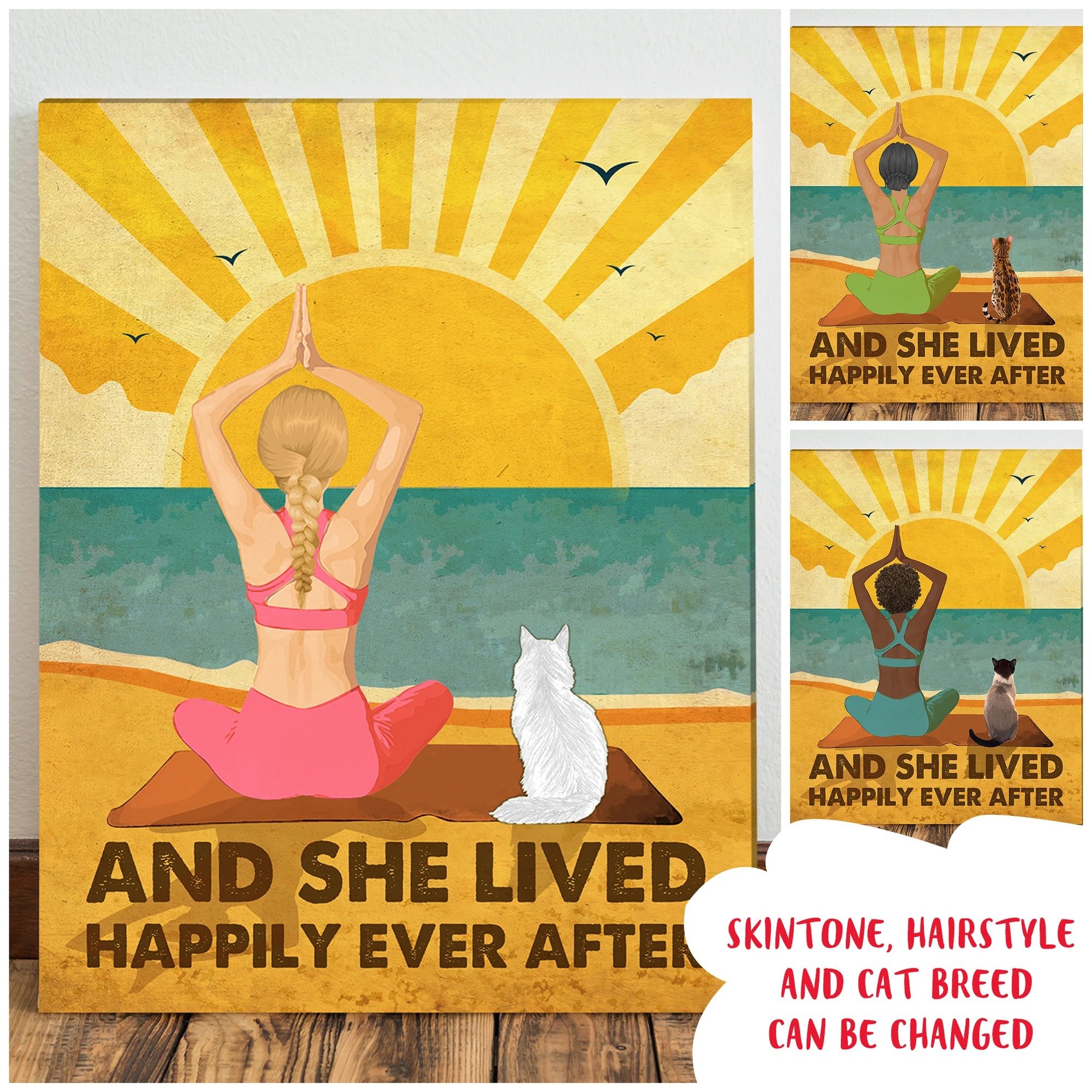 Yoga And Cat – Happily Ever After – Personalized Custom Canvas