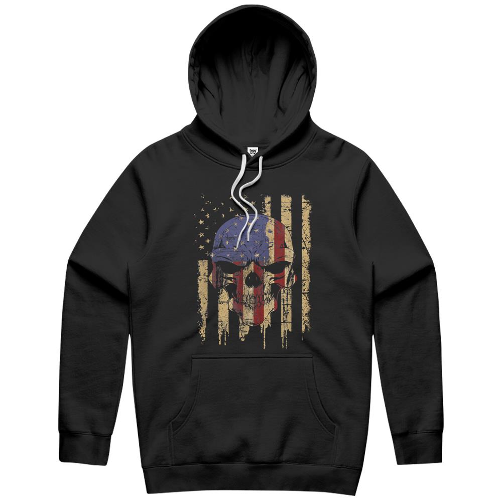 Us Flag Skull Patriotic American Death Grim Reaper Gift Hoodie