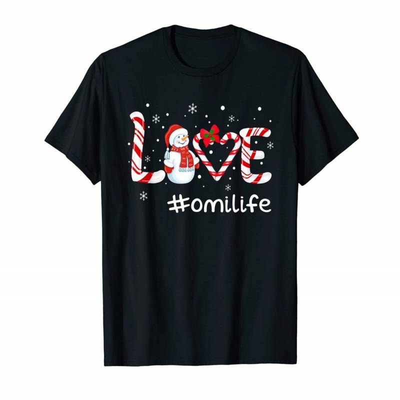 Love Omi Life Candy Snowman Christmas T-shirt