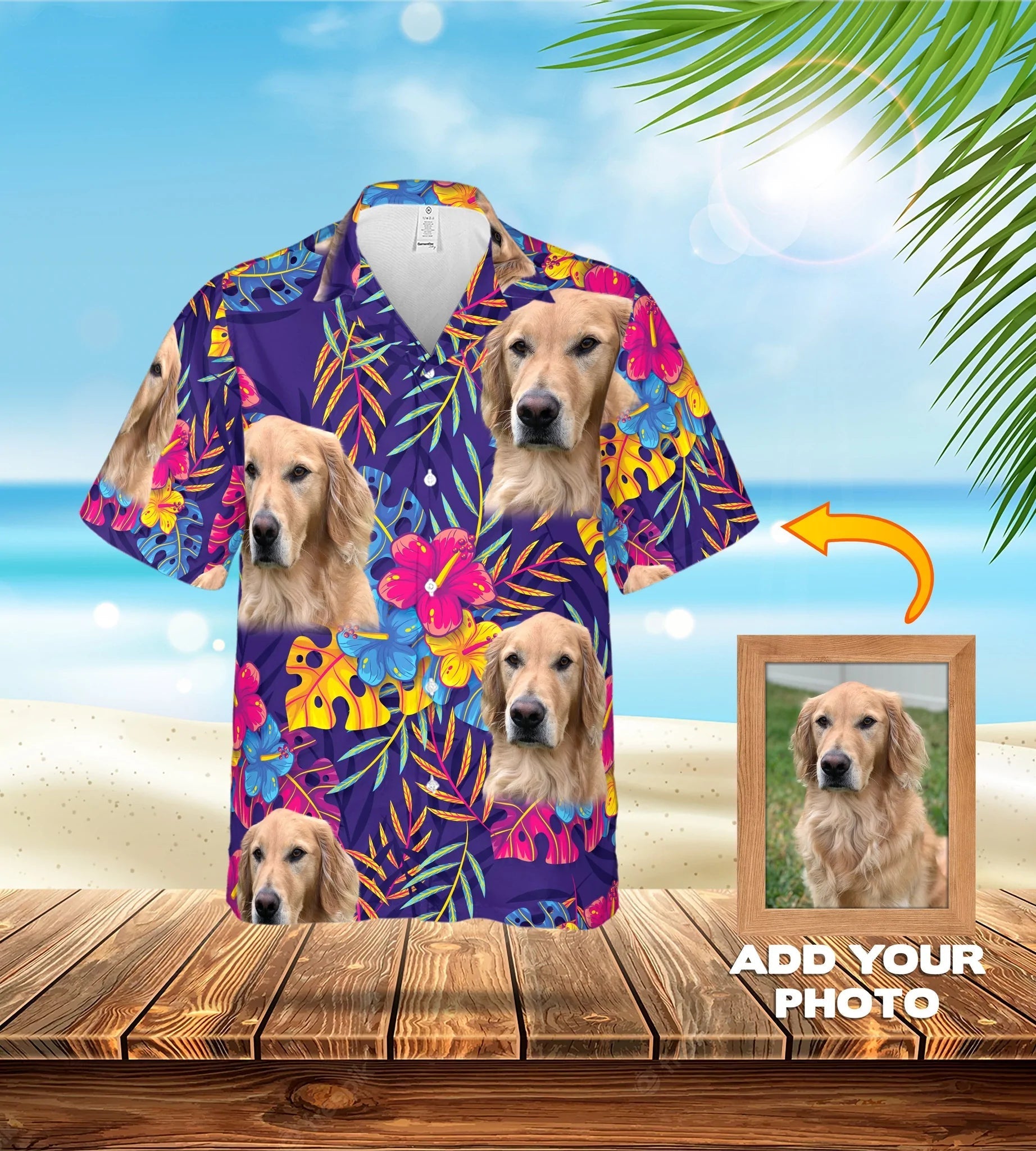 Custom Photo Dog Prismatic Lavender Hawaii Shirt, Dog Flowers Pattern Short-Sleeve Hawaiian Shirt, Hawaii Shirt For Men And Women