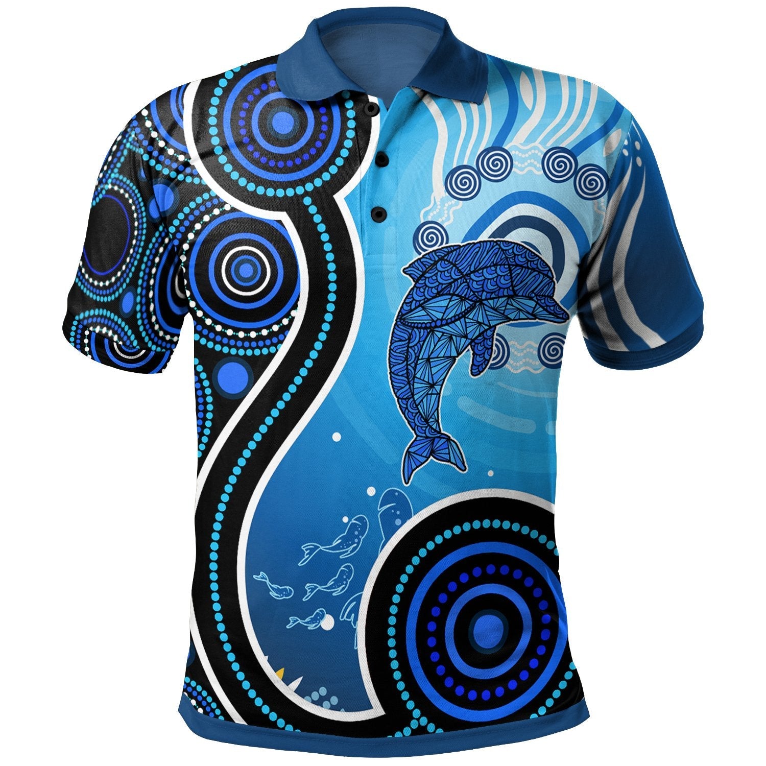 Aboriginal Polo – Dolphin And Aboriginal Dot Patterns Polo Shirt