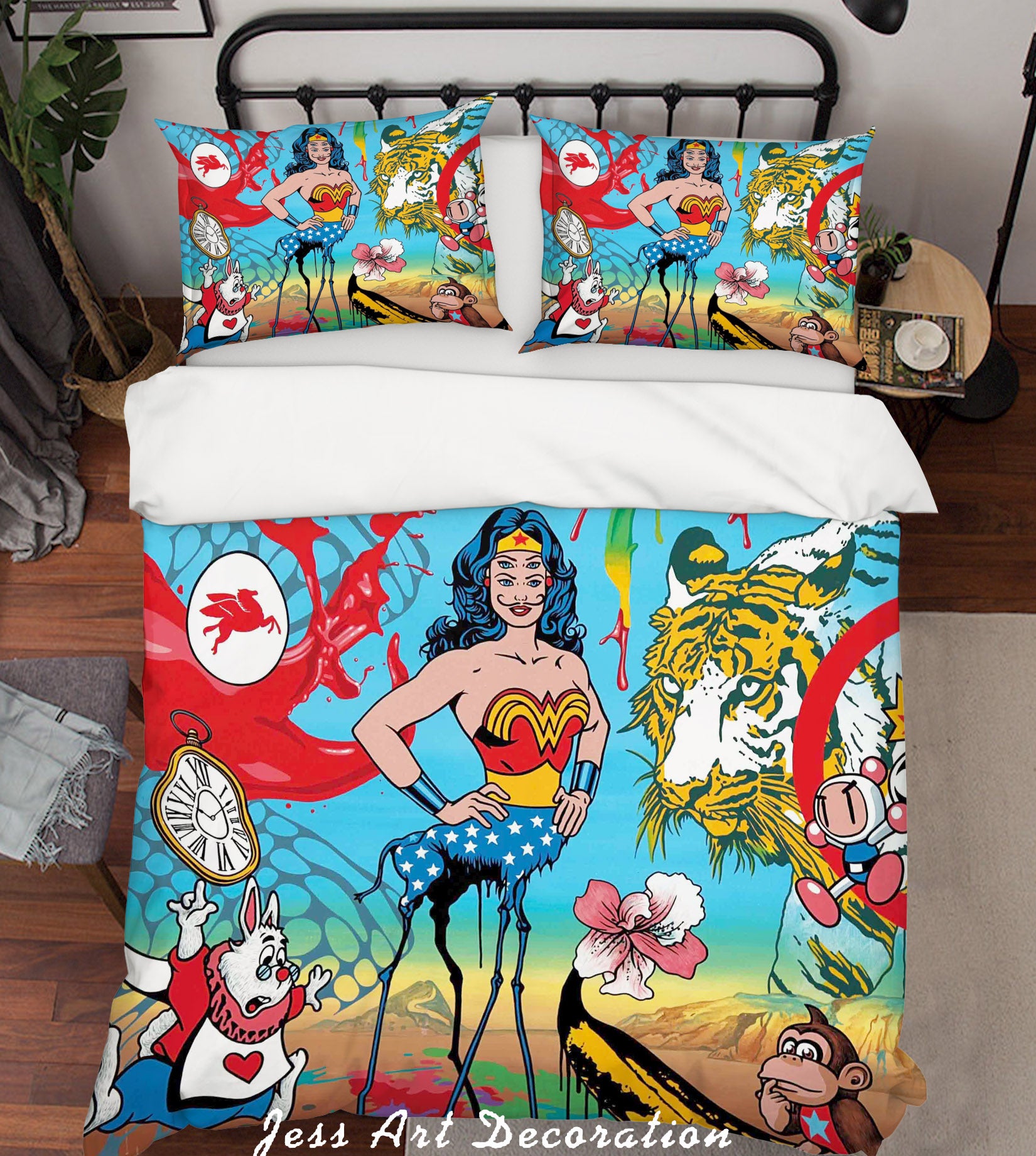 3D Graffiti Abstract Colorful Lady Hero Tiger Animal Quilt Cover Set Bedding Set Duvet Cover Pillowcases Lxl