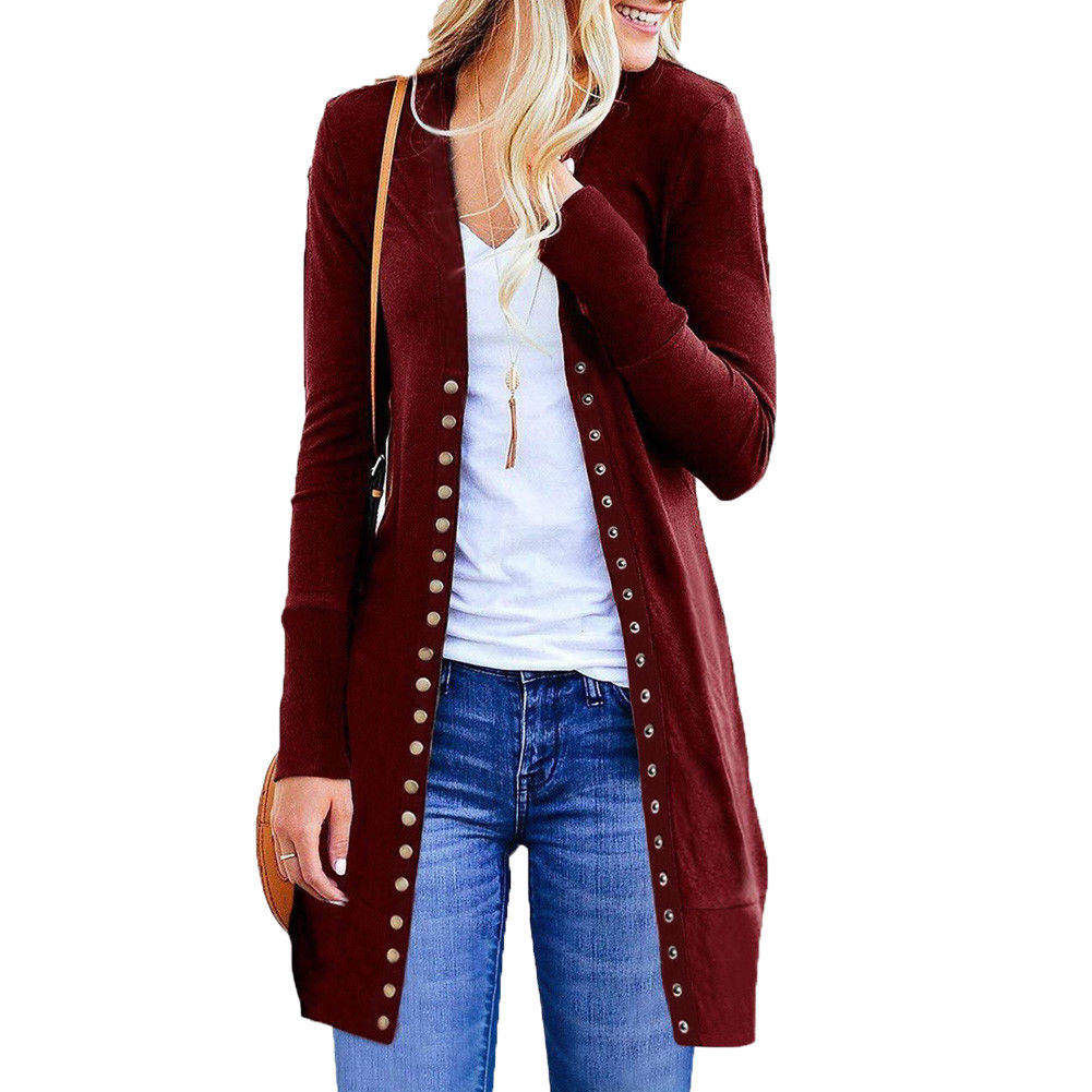 Women Sweater Long Sleeve Button Knit Cardigan Tops Casual Loose Jacket Coat Outwear Spring Autumn alx