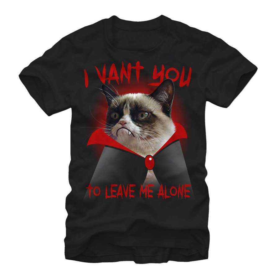 Grumpy Cat Men’s Halloween Dracula Vampire  T Shirt Black