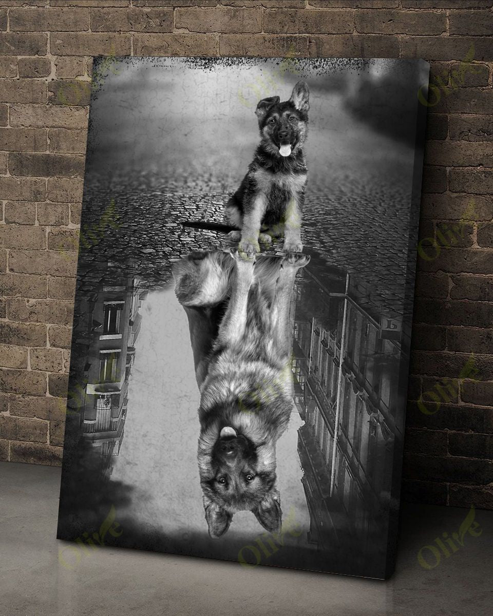 German Shepherd – Now And Then Canvas And Poster | Wall Decor Visual Art