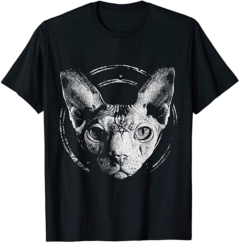 Alternative Clothes Aesthetic Goth Women – Metal Sphynx Cat T-Shirt