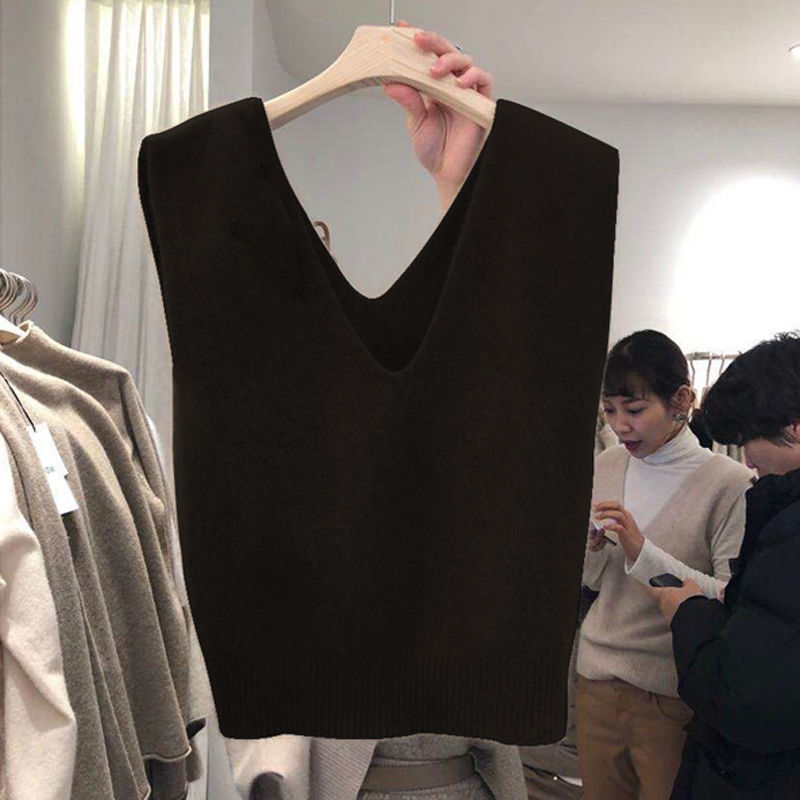 Sweater Vests Women Pure Sleeveless Simple Korean Style Knitted High Quality Soft Loose Casual Tops New Autumn Ulzzang Femme Ins alx