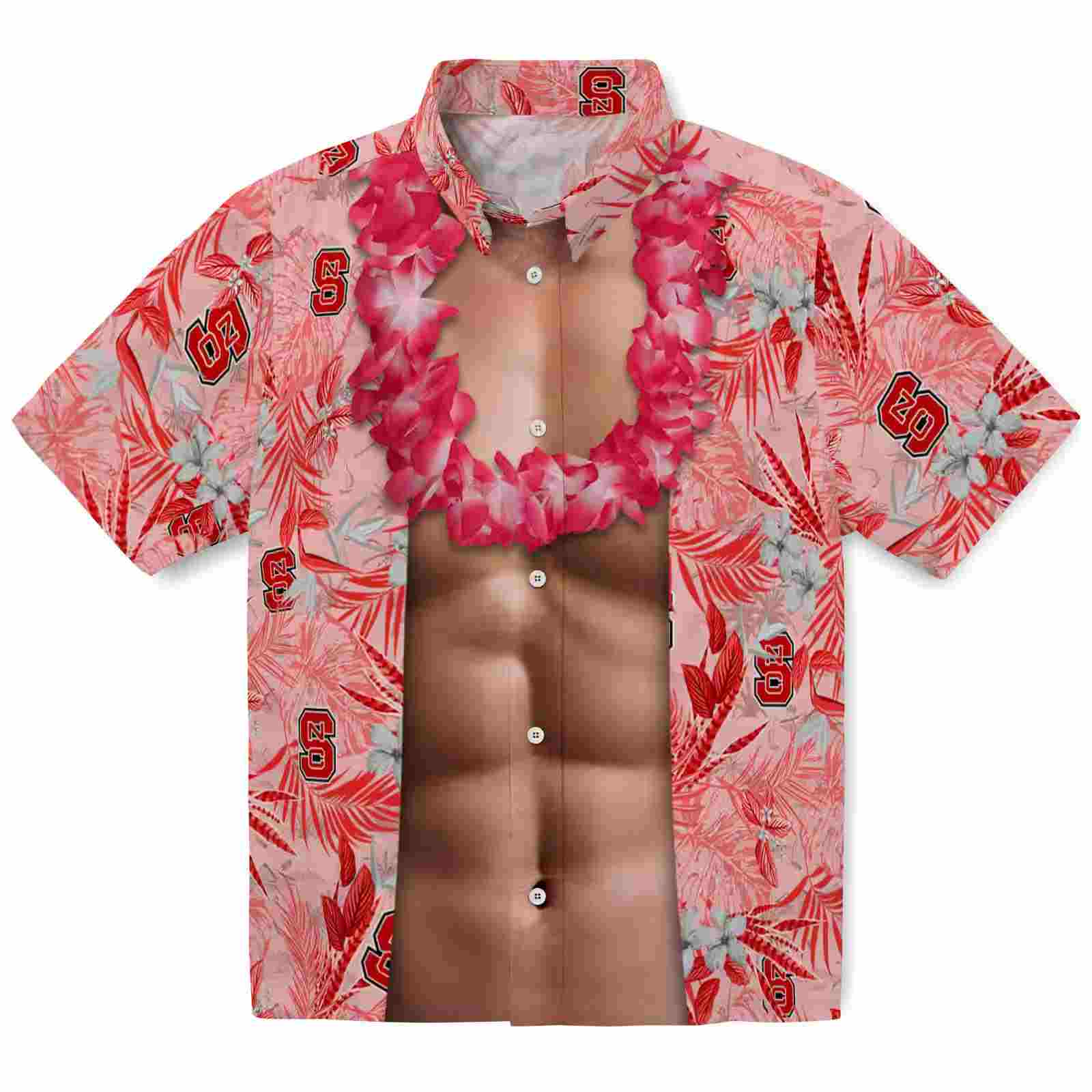 Nc State Wolfpack Chest Illusion Red Hawaiian Shirt