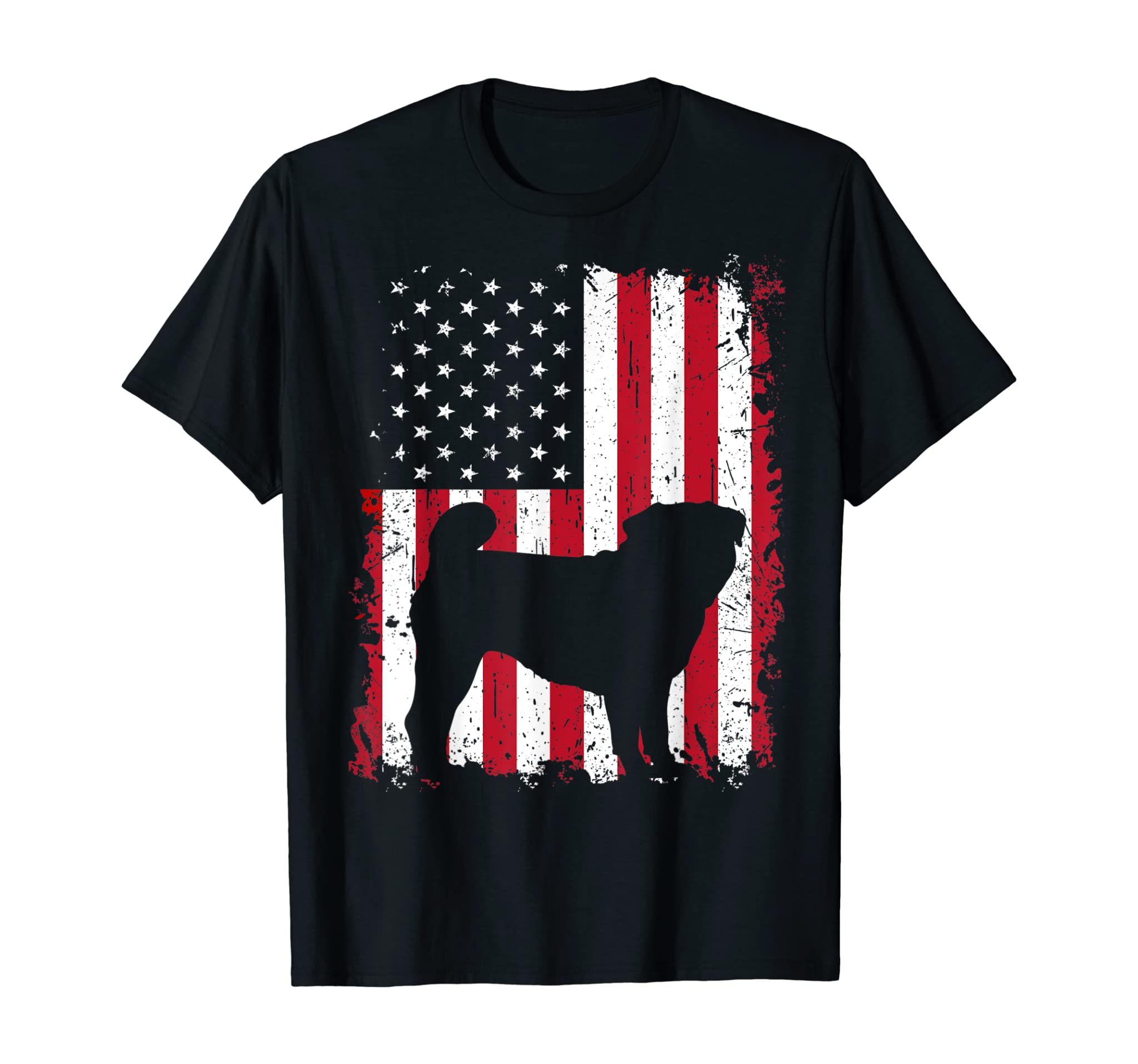 Pug 4th of July Patriotic American USA Flag Gift T-Shirt