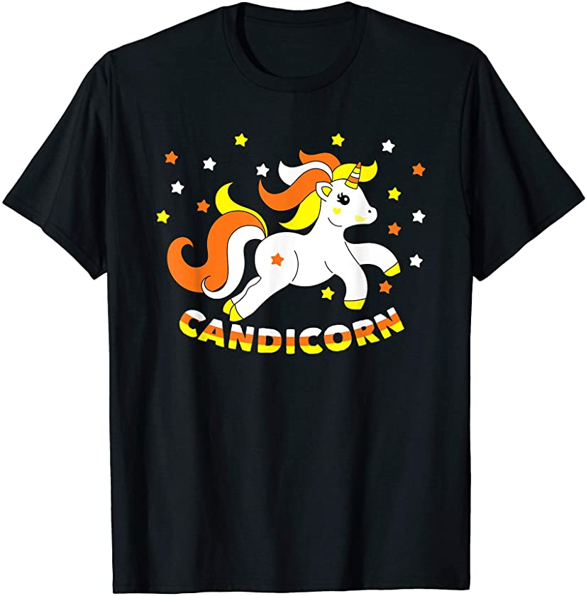 Candicorn Cute Unicorn Halloween Candy Corn Funny Pun T-Shirt