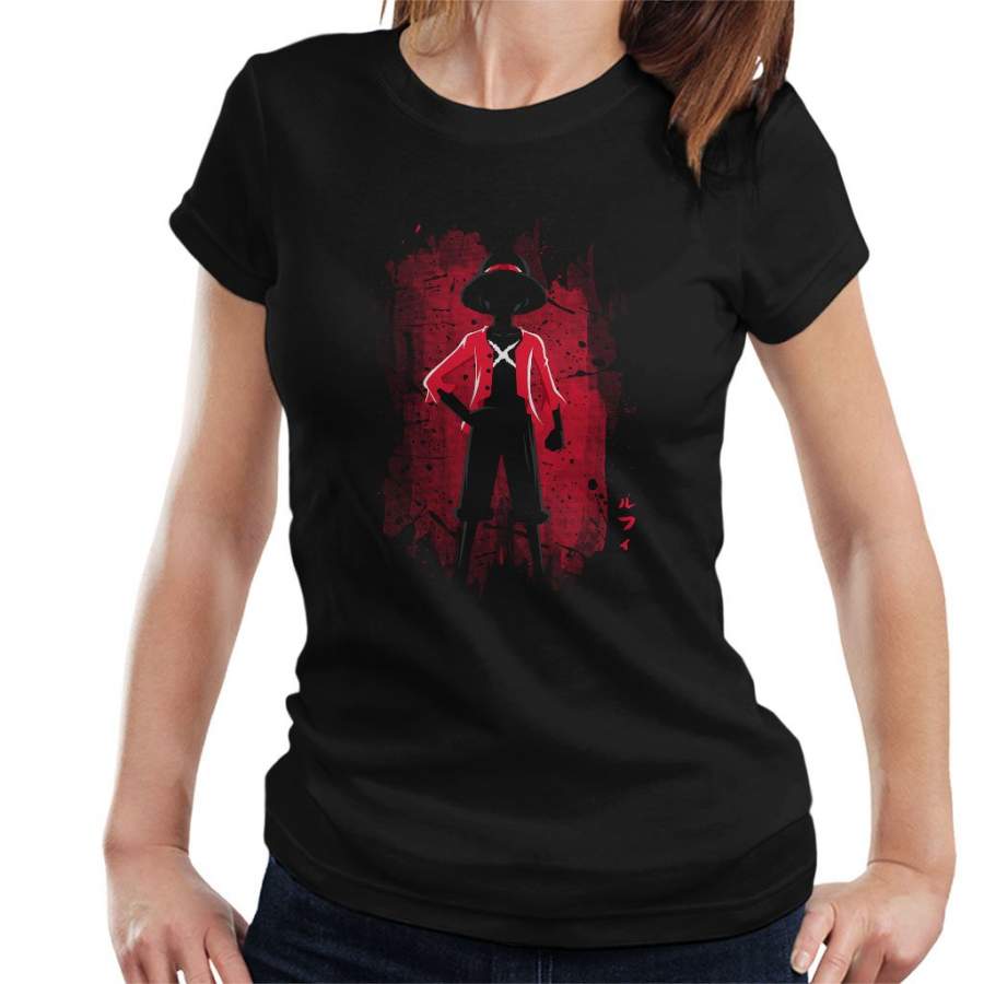 Monkey D Luffy Silhouette Red Shadow One Piece Women’s T-Shirt