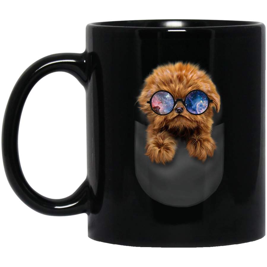 Mug Brown Poodle Puppy Space Galaxy Glass Pocket Dog