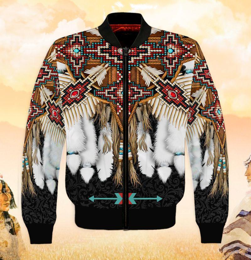 Native American Pattern Black 3D Bomber