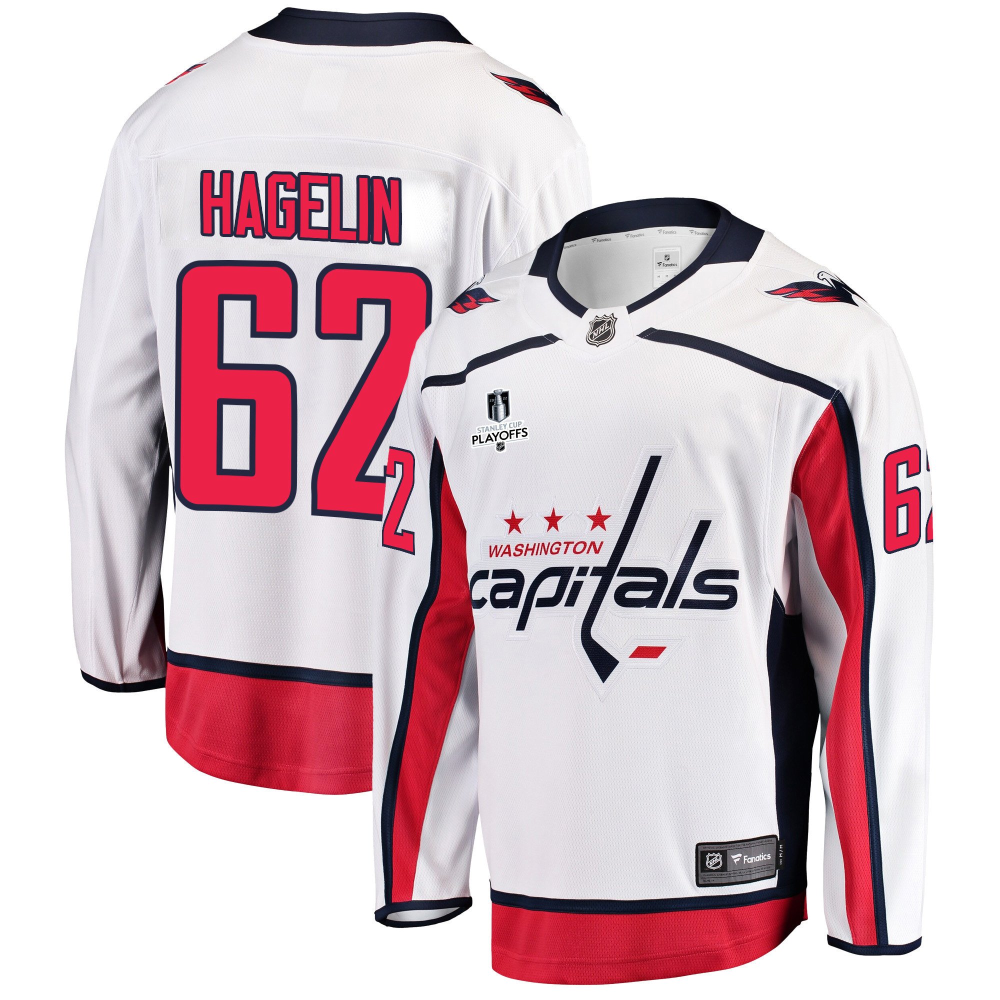 Washington Capitals Carl Hagelin 62 Away 2022 Stanley Cup Playoffs Breakaway Men Jersey – White