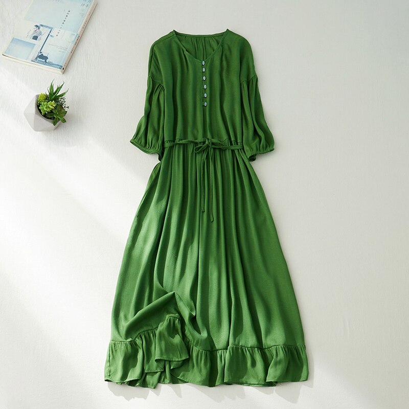 2022 New Arrival French Style Patchwork Fashion Women Casual Summer Dress Cotton Linen Sashes Slim Office Lady Work Dress alx