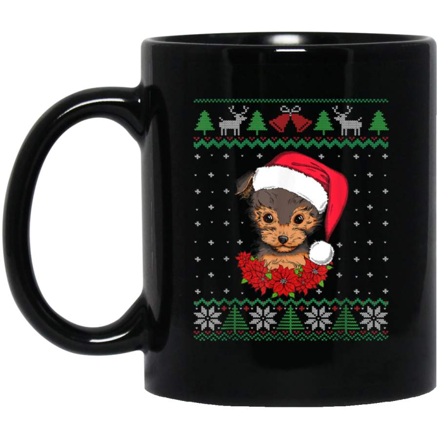 Yorkshire Terrier Ugly Christmas Dog Xmas Costume  11 oz 15 oz Mug Black