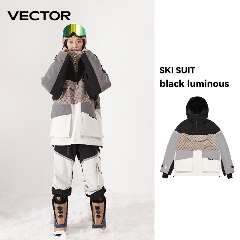 Ski Wear Women’s Hooded Sweater Reflective Trend Ski Wear Thickened Warmth and Waterproof Ski Equipment Ski Suit Women alx