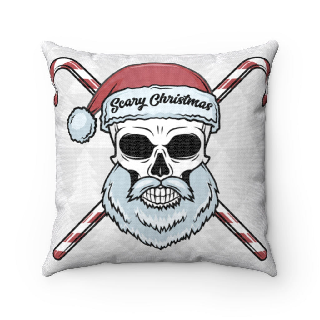 Christmas Skull And Candy Canes Spun Polyester Square Pillow