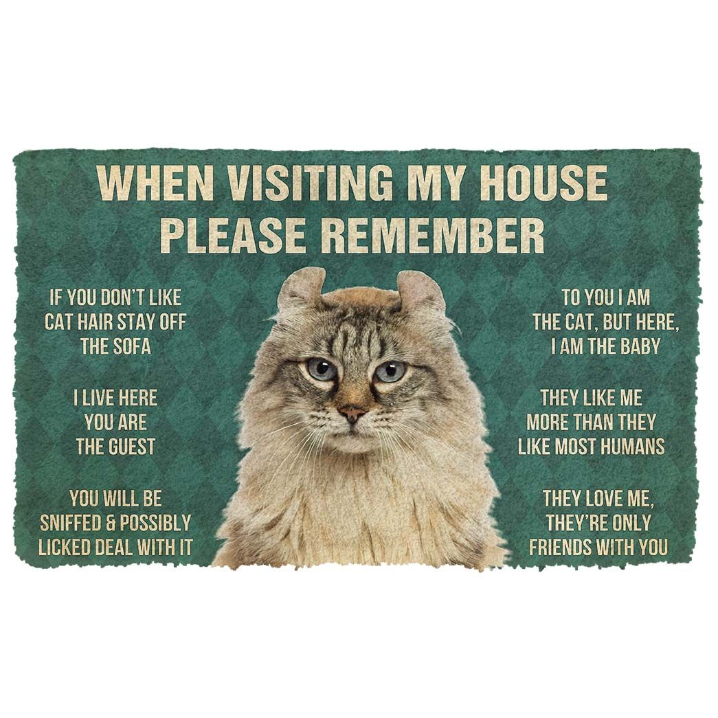 Gearhumans 3D Please Remember American Curl Cat House Rules Custom Doormat