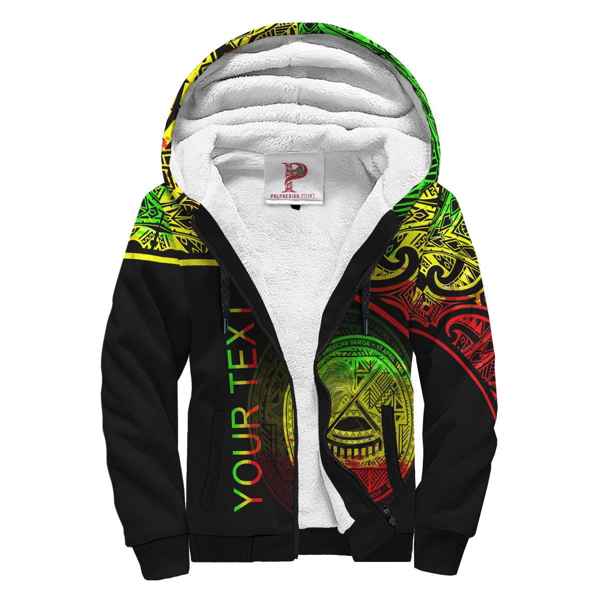 American Samoa Personalised Custom Polynesian Sherpa Hoodie – Curve Reggae – BN39