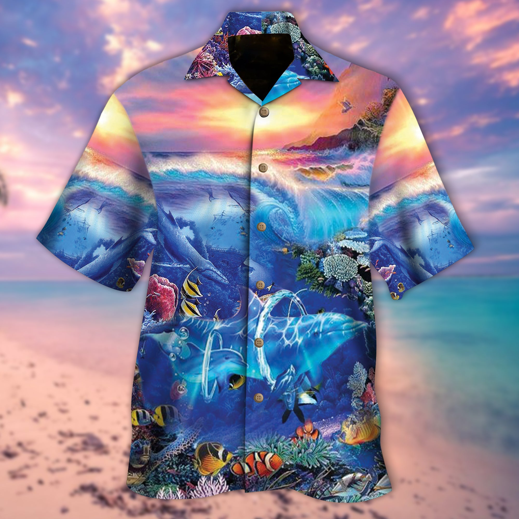 Dolphin And The Sea Hawaiian Shirt – Kv54