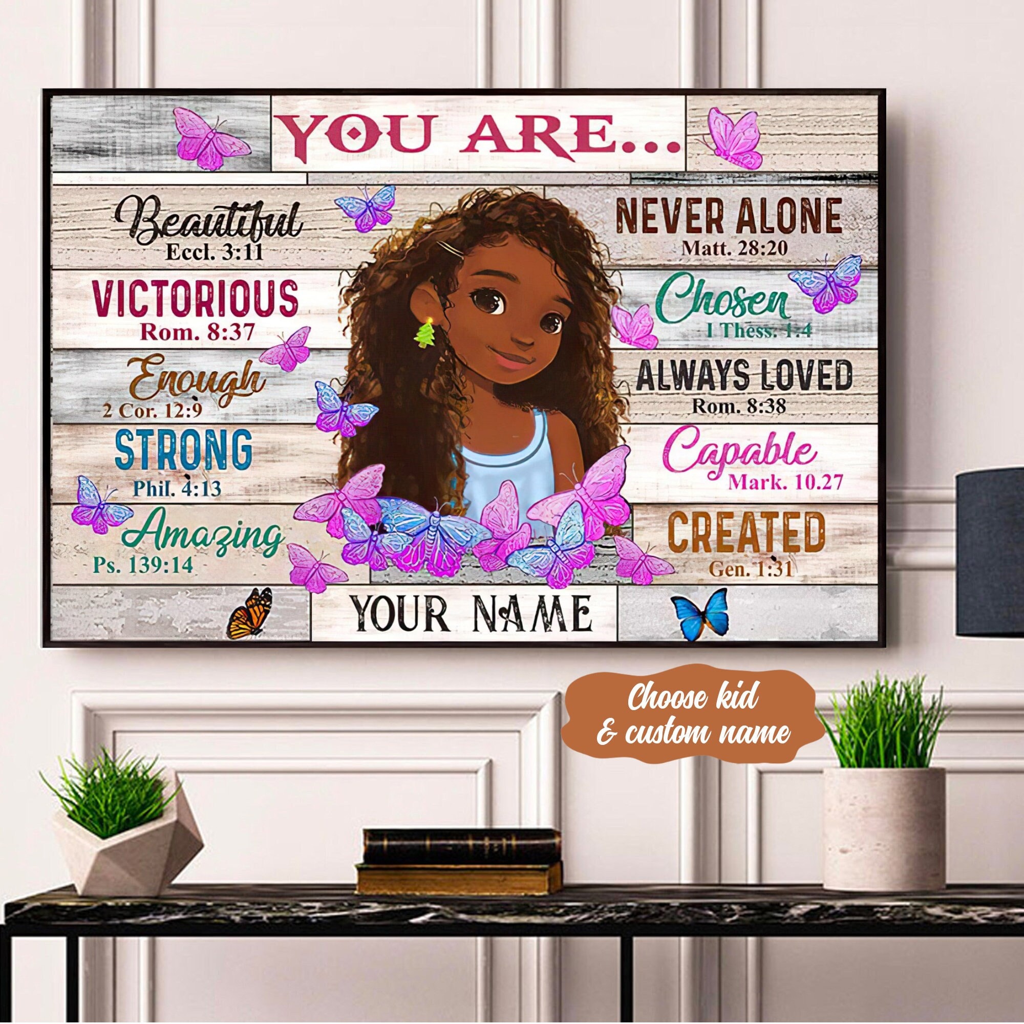 You Are – African American Personalized Poster, Custom Black Daughter Gift, Black Little Girl Poster Room Decor