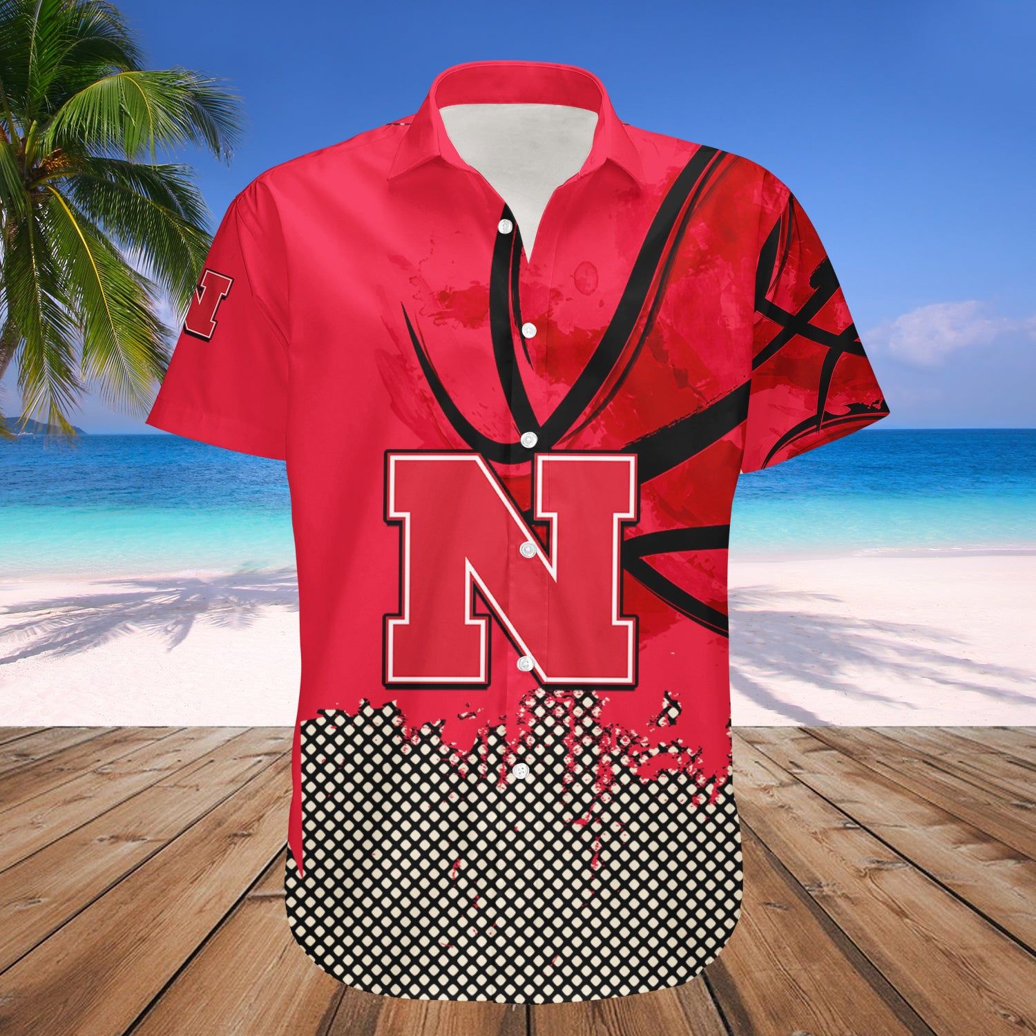 Nebraska Cornhuskers Hawaii Shirt Basketball Net Grunge Pattern – NCCA