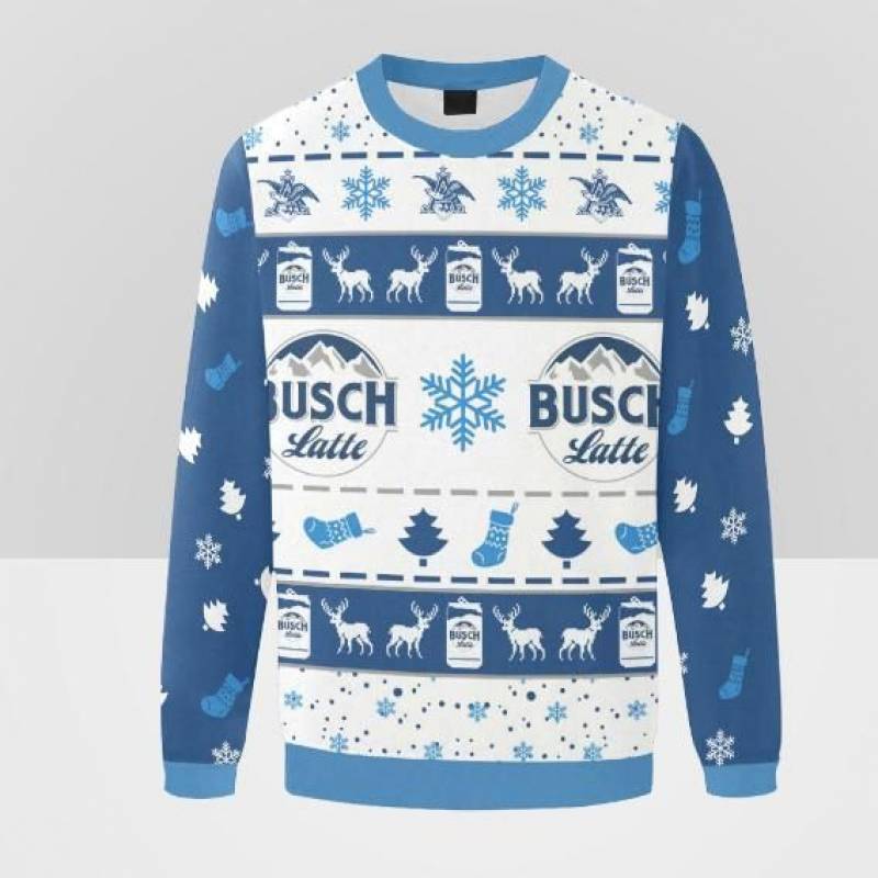 Busch Latte Busch Light Guy Ugly Christmas Sweater Best Gifts For Latte Lovers All Over Print Sweatshirt S-3Xl