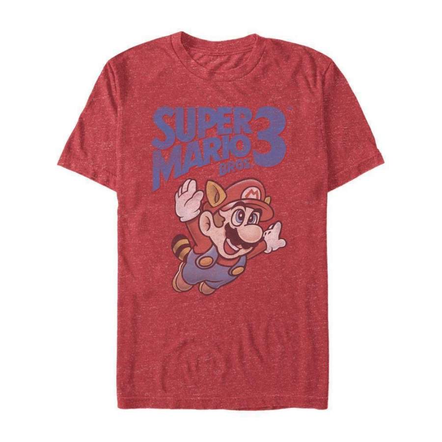 Super Mario Bros. 3 Retro Distressed – Super Mario Nintendo T-Shirt, Heather Red