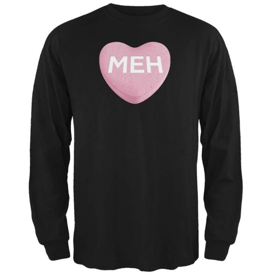 Meh Candy Heart Black Adult Long Sleeve T-Shirt