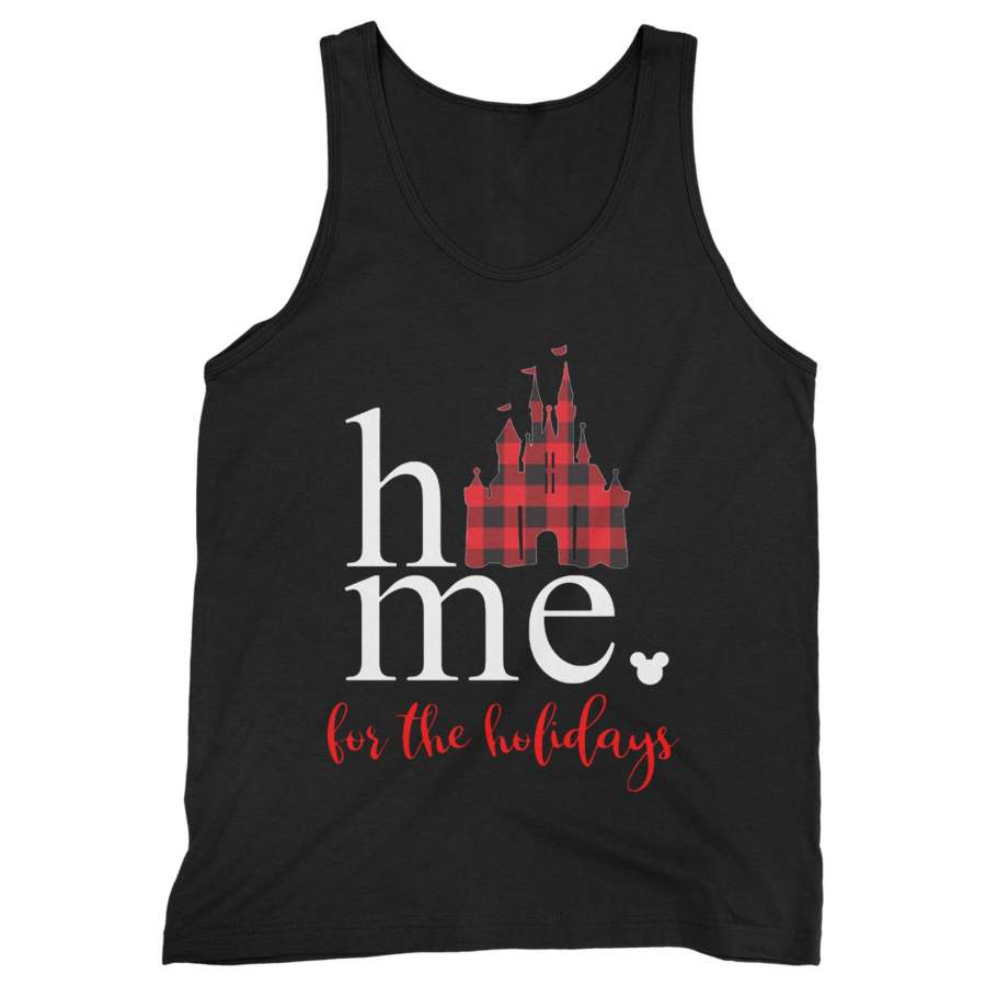 Home For The Holidays Buffalo Plaid Disney Castle Man’s Tank Top