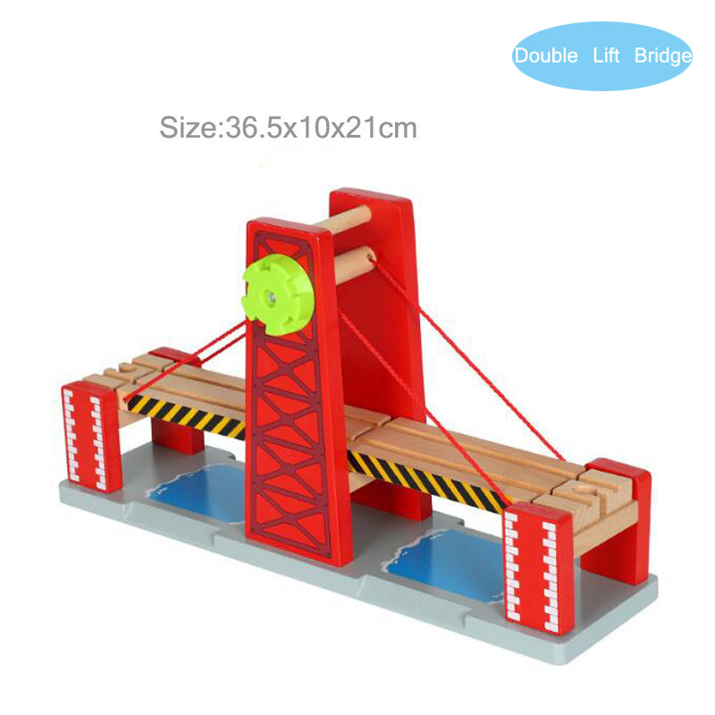 Wood Train Railway Track Set Accessories Lift Bridge Wooden Track Train Toys City Tracks For Kids Chrismas Gift alx