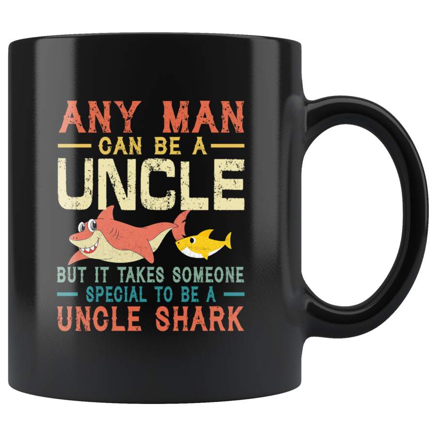 Someone special to be an Uncle shark vintage gift black coffee mug