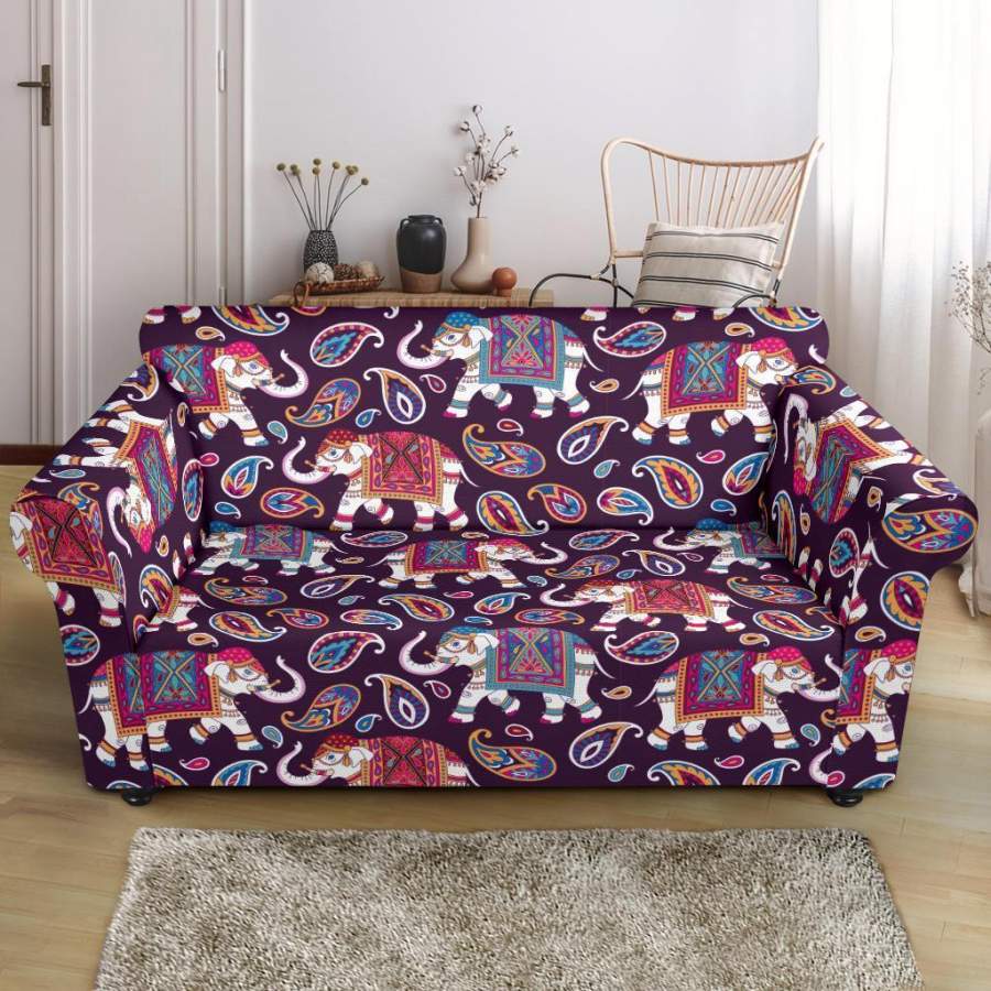 Paisleys Elephant Print Loveseat Cover