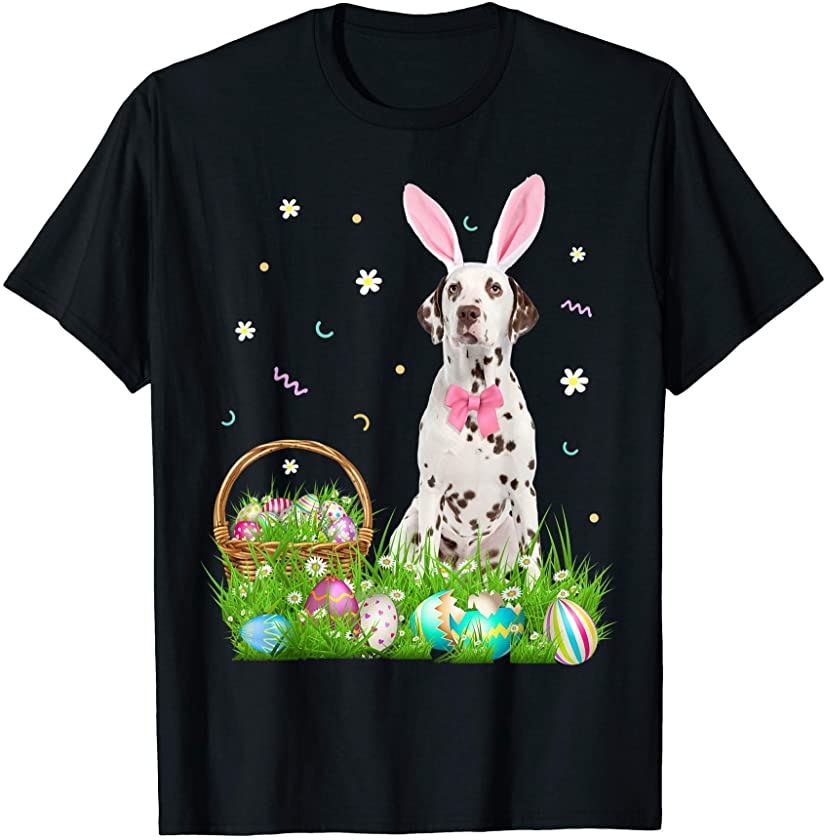 Cute Dalmatian Easter Day Bunny Eggs Easter Costume Womens T-Shirt