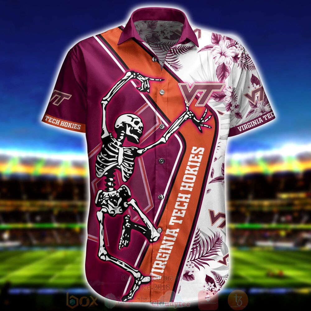 NCCA Virginia Tech Hokies Skeleton Hawaiian Shirt