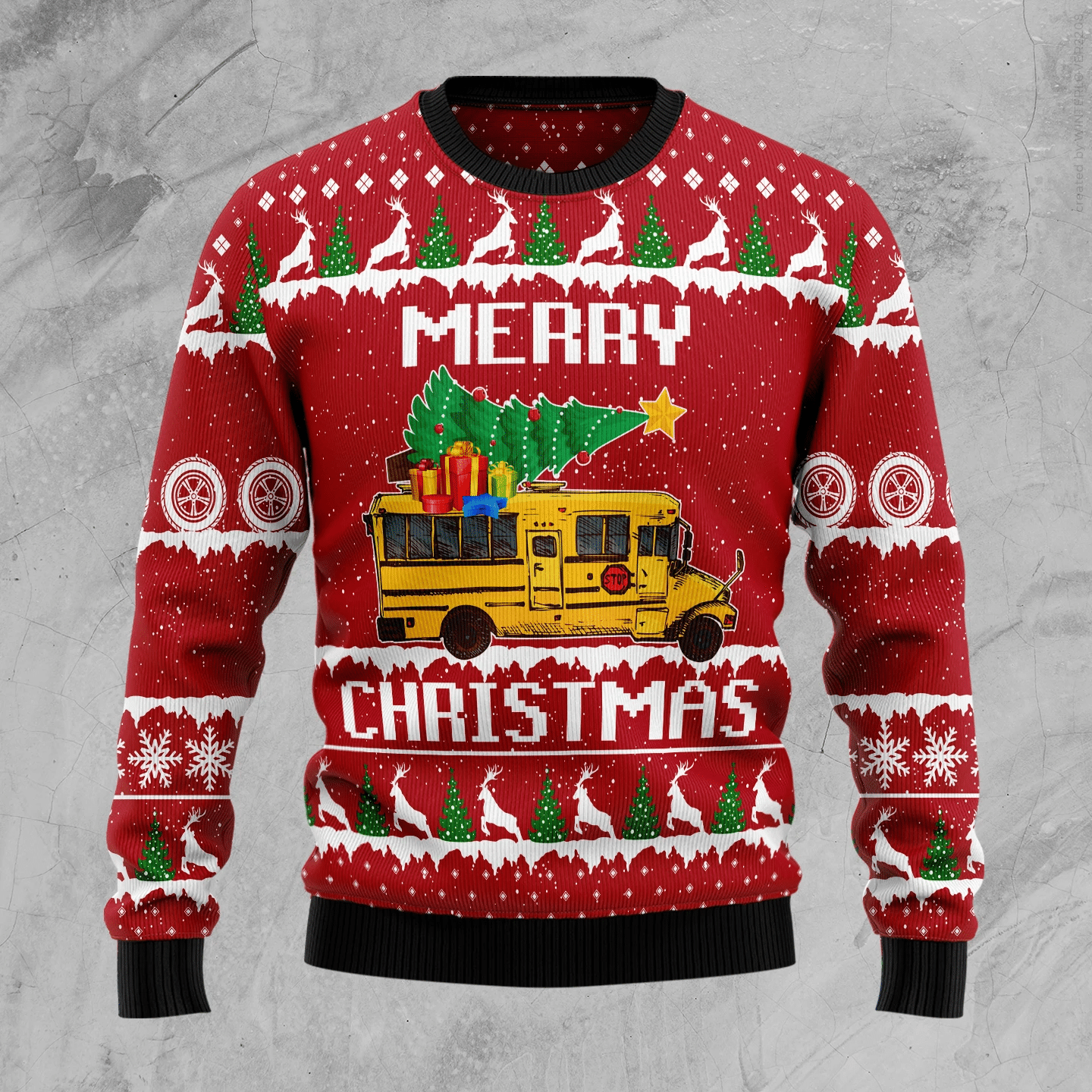 School Bus Merry Christmas Ugly Sweater