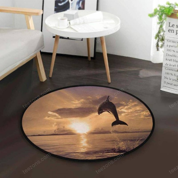 Dolphin With Sunset Limited Edition Round  Sku 268434 Rug