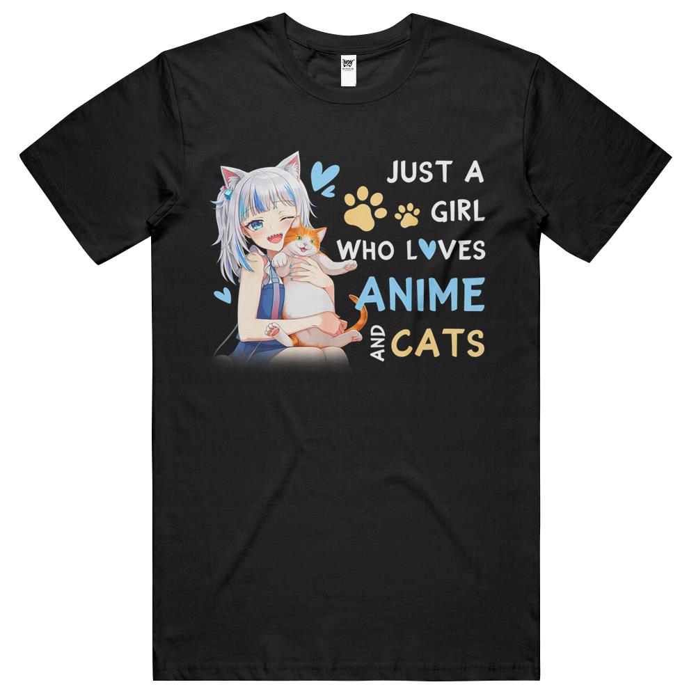 Just A Girl Who Loves Anime And Cats Anime Girls Teenager T Shirts